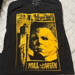 Halloween Graphic Tee - Black with Yellow Print
